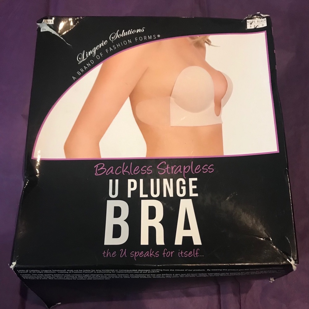 Bra Size B. Backless/Strapless U-Plunge. Nude